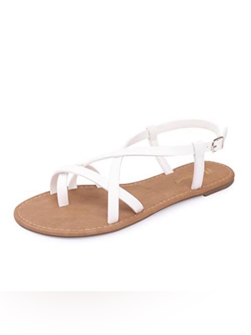 Women’s Strappy Flat Sandals, white New